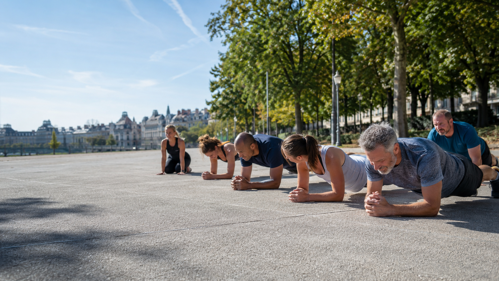 Groupe RBREAK en gainage sur les quais